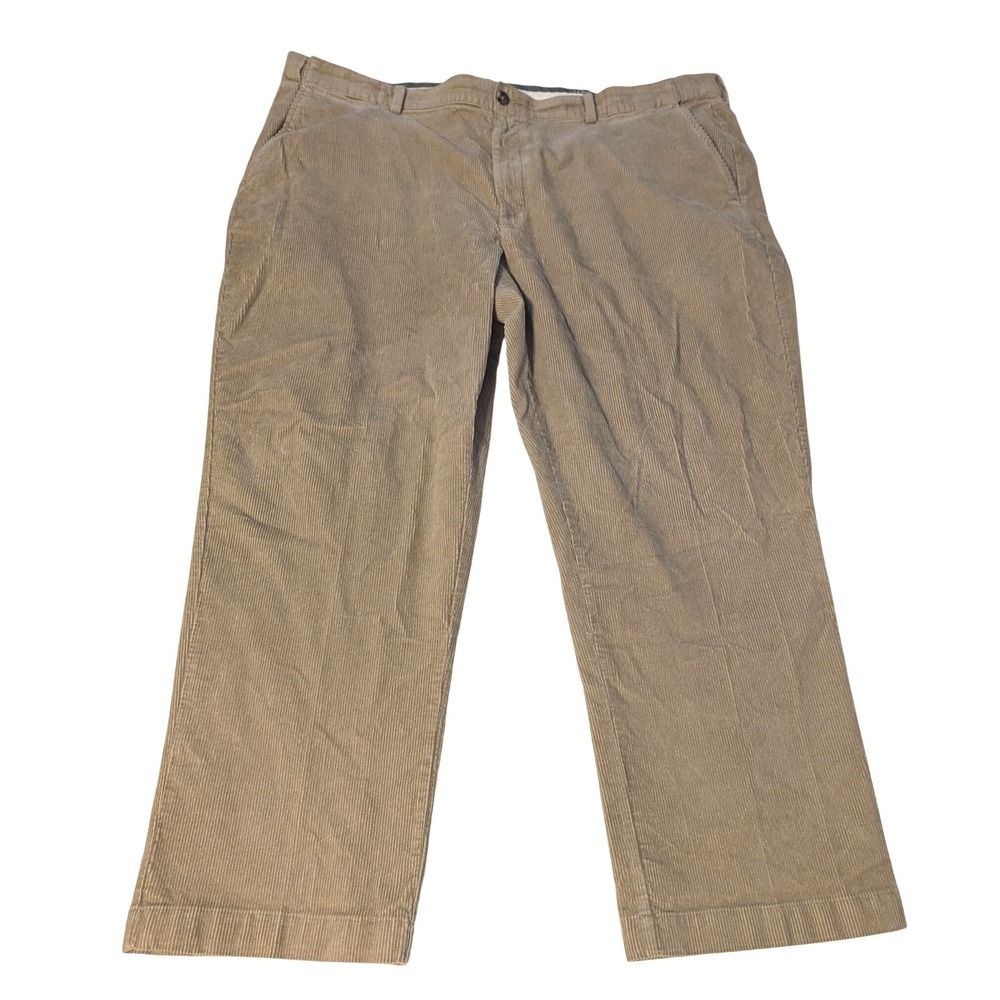 LL Bean Mens 46x30 Corduroy Pants Tan Khaki Comfort Waist Stretch Straight Leg